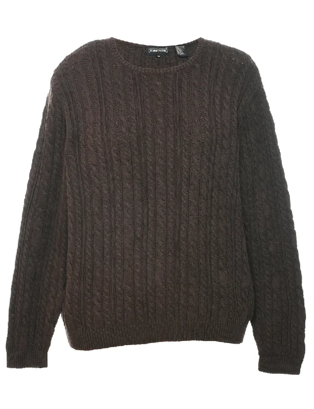 Casual And Comfortable Cable Knit Jumper - M