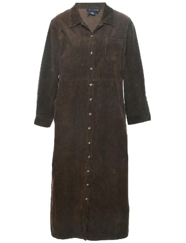 Soft Feel Corduroy Shirt Dress - L