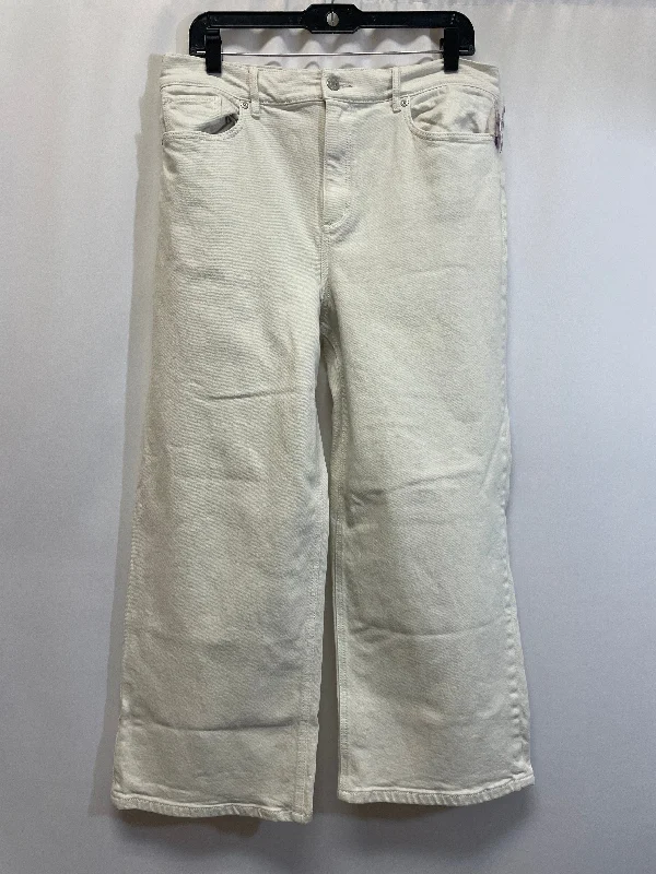 Relaxed Chic Cream Jeans Wide Leg Loft, Size 10