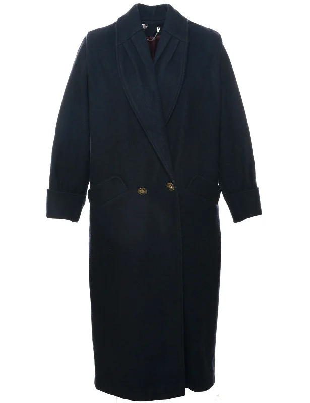 Innovative Design Double Breasted Wool Coat - L