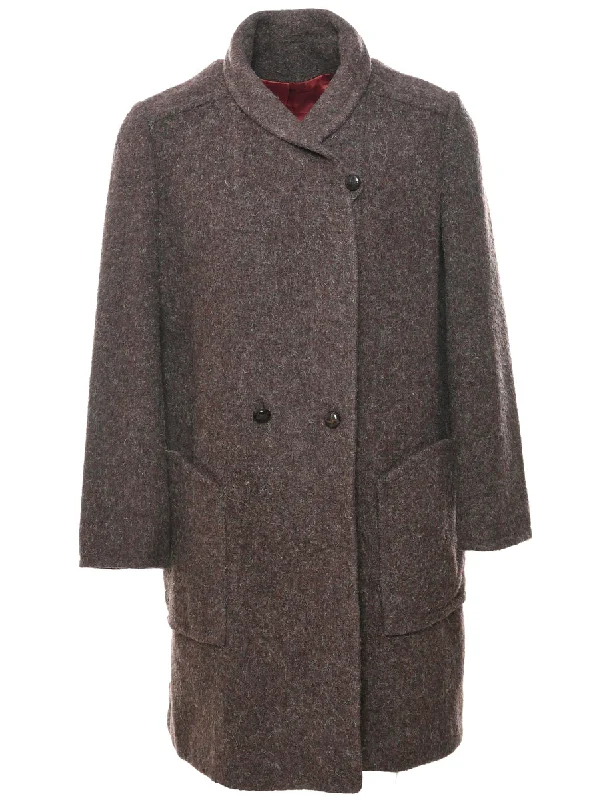 Classic Retro Double Breasted Wool Coat - L