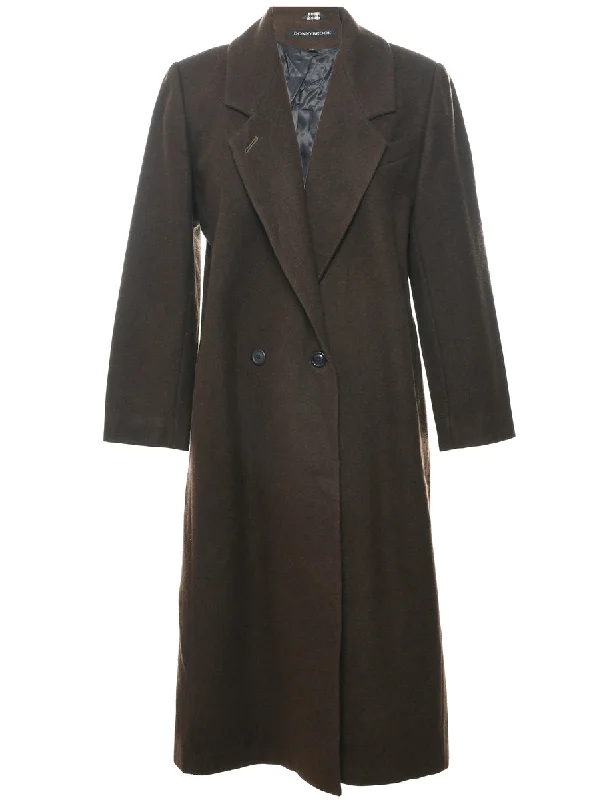 Elegant Tailoring Double Breasted Wool Coat - L