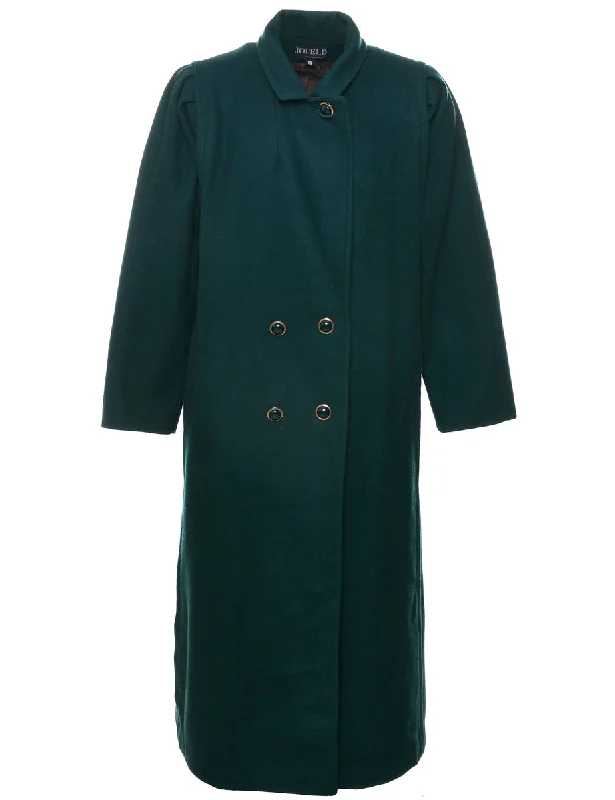 Minimal Style Double Breasted Wool Coat - M