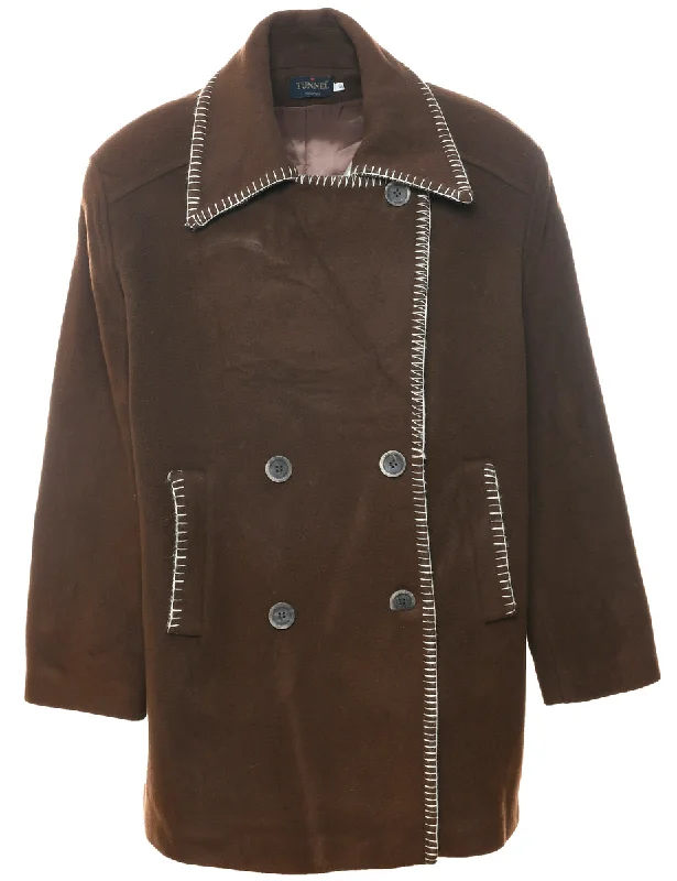 Carefree Style Double Breasted Wool Coat - XL