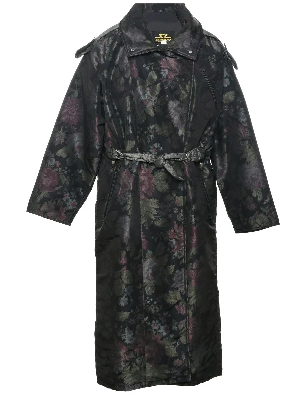 Bottom And Versatile Floral Pattern Coat - L