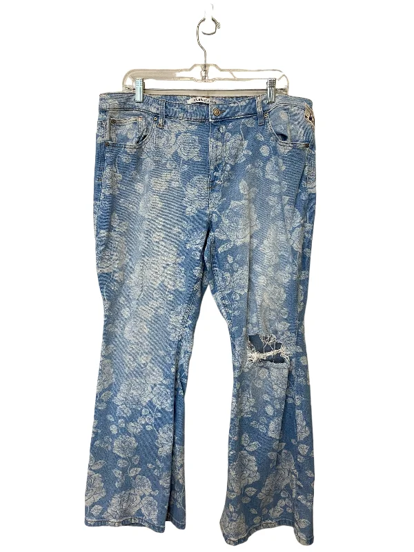 Classic Comfort Floral Print Jeans Boot Cut Celebrity Pink, Size 34