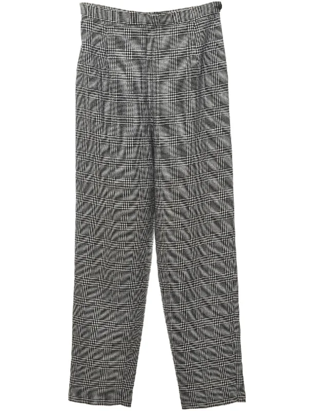 Grey, Black & White Dogtooth Trousers - W28 L30