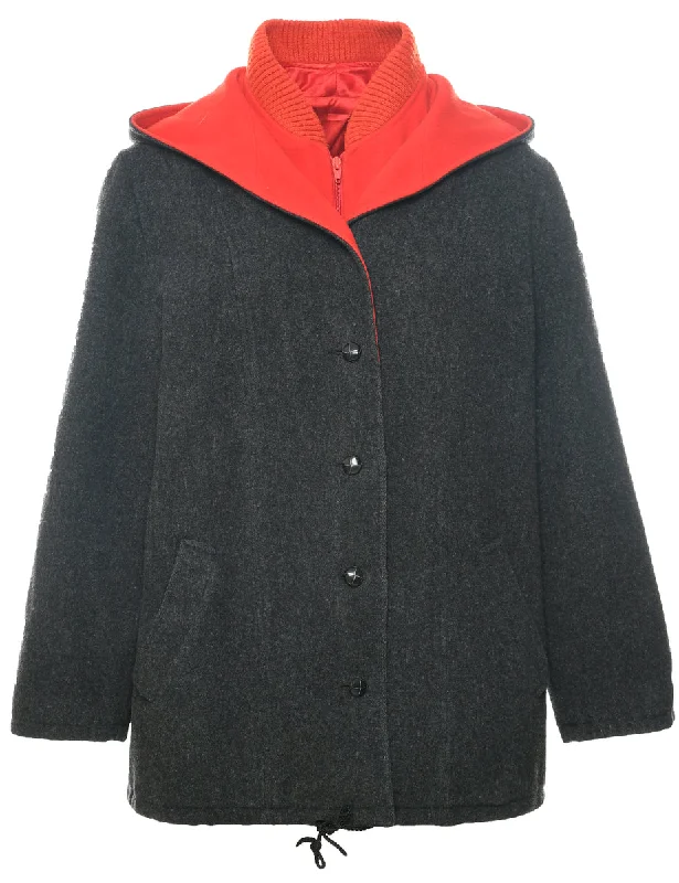 Everyday Comfort Hooded Wool Coat - L