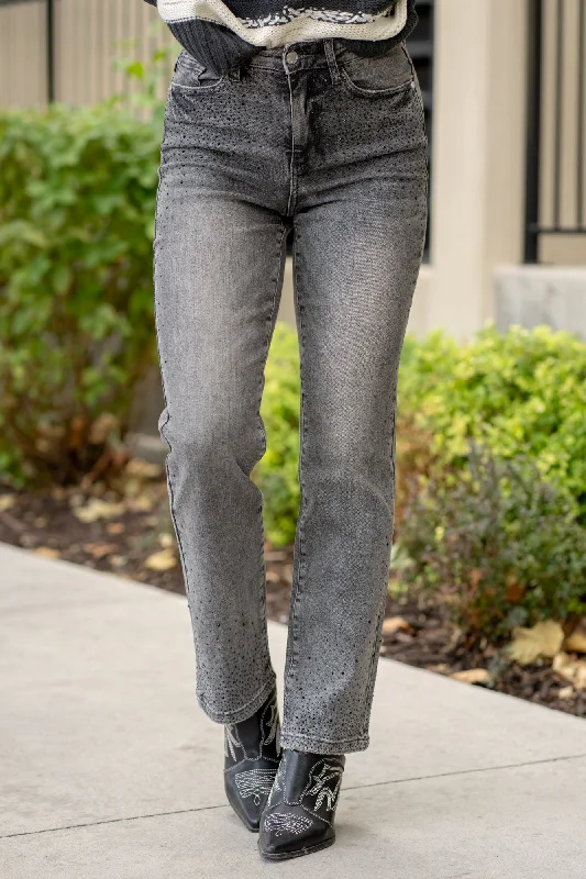 Street Cool Rhinestones & Glitter High Rise Straight Regular & Plus Sizes