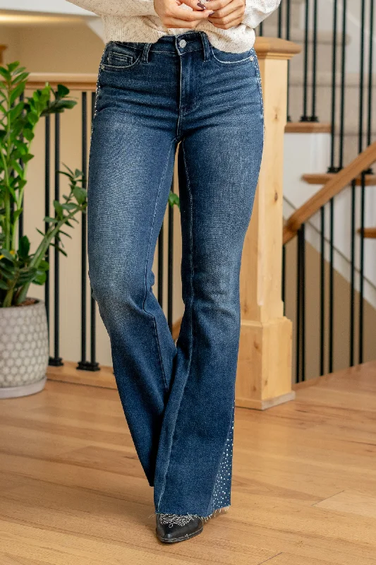 Sports And Leisure Sapphire Strolls Mid Rise Rhinestone Flare Regular & Plus Sizes