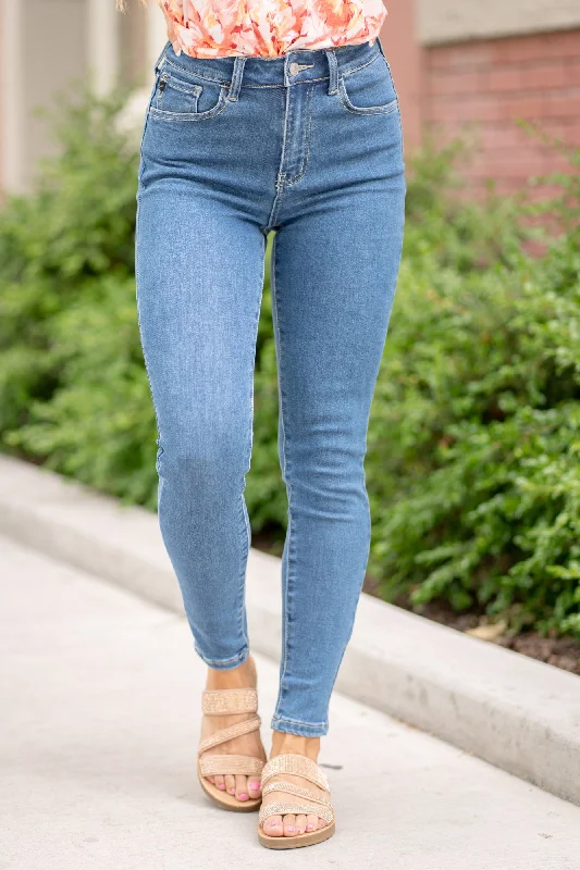 Minimalism Bev High Rise Ankle Skinny Jeans Medium Blue