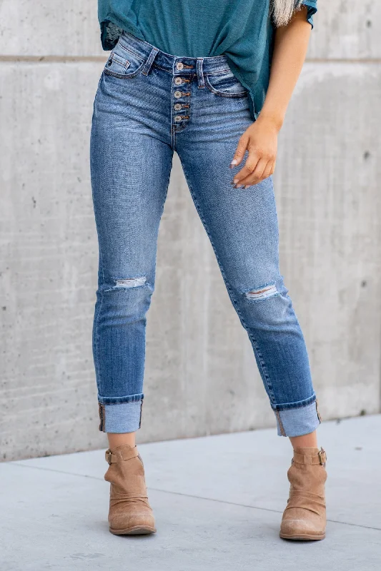Weekend Comfort Wear Alexis High Rise Button Fly Straight