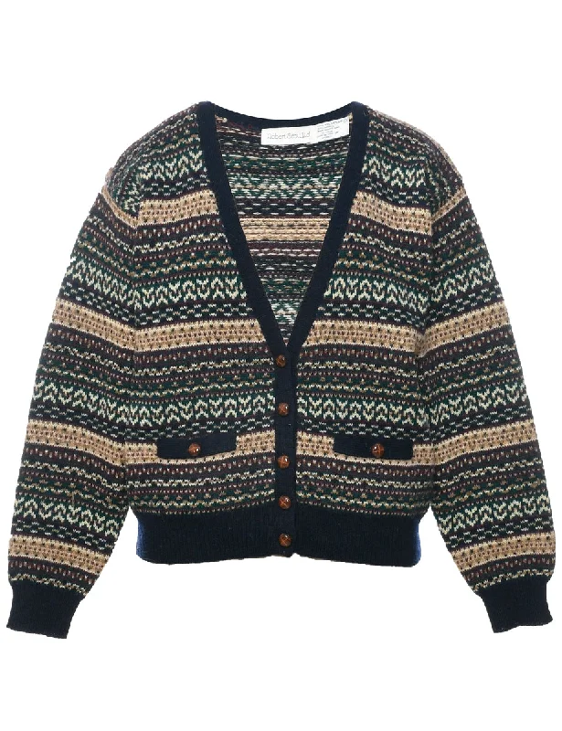 Slightly Flared Design Nordic Cardigan - L