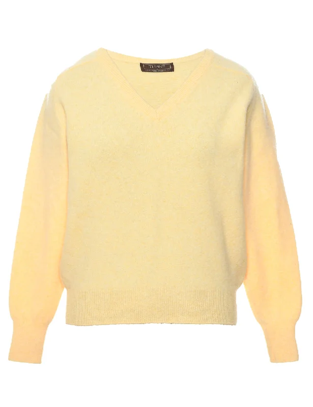 Bright Colors Pale Yellow Jumper - L