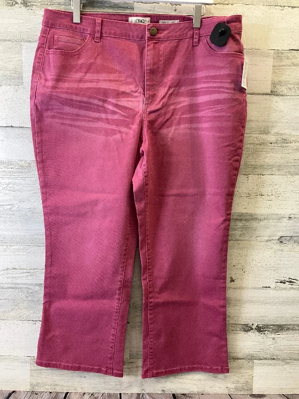 Casual Fit Wear Pink Denim Jeans Boot Cut Logo, Size 18