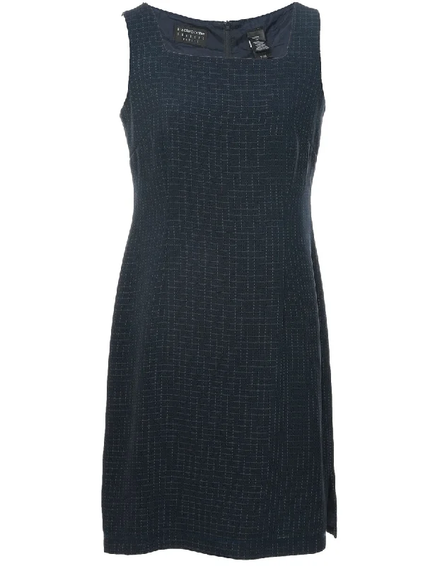 Comfortable Jeans Pinstriped Navy Dress - M