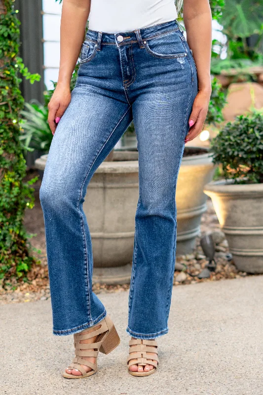 Embroidered Letters Brandy Jo Mid Skinny Bootcut Jeans