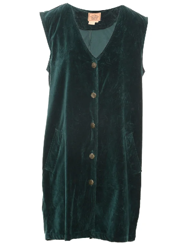 Luxury Fashion Velvet Dark Green Dress - M