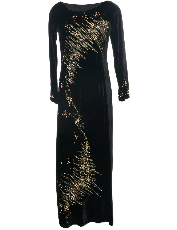 Economic Outlook Velvet Evening Dress - M