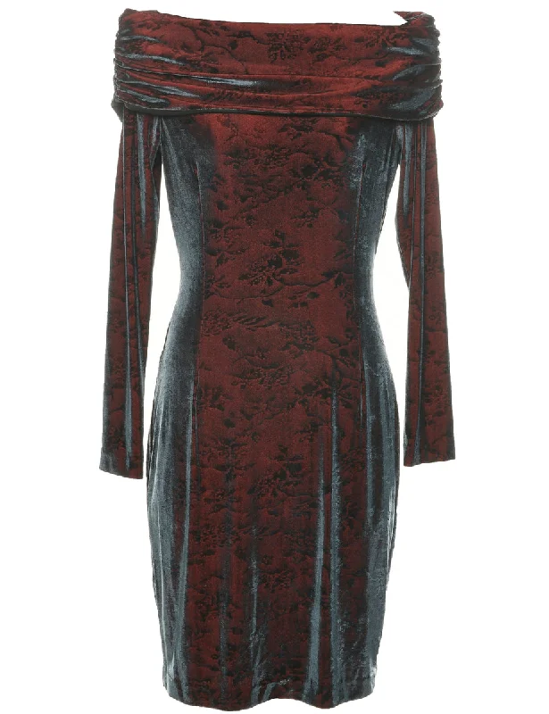Body Design Velvet Evening Dress - M