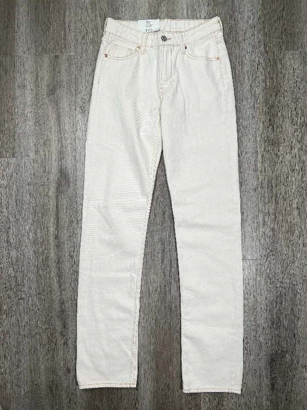 Lively And Youthful White Denim Jeans Straight H&m, Size 0
