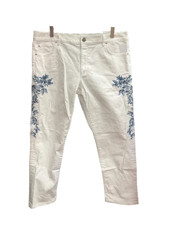 Warm Comfort White Jeans Straight Ann Taylor, Size 12