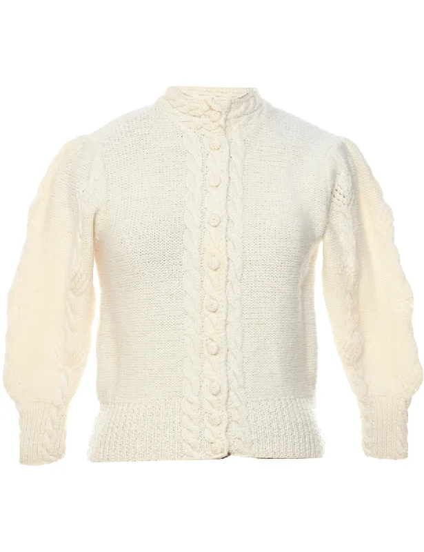 Sports Design Wool Cable Knit Cardigan - M