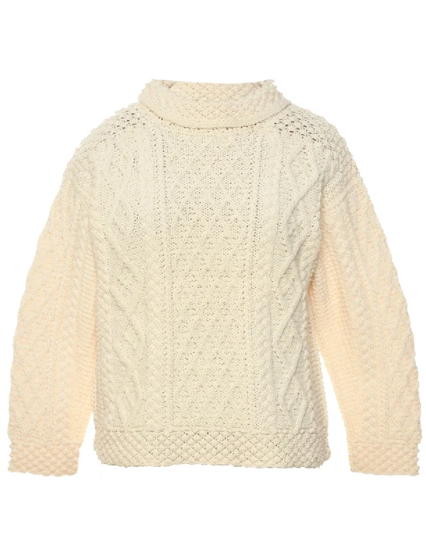 Trendy Items Wool Cable Knit Turtleneck Jumper - M