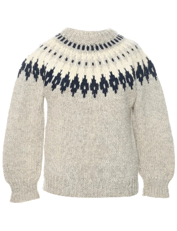 Modern Comfort Wool Nordic Jumper - M