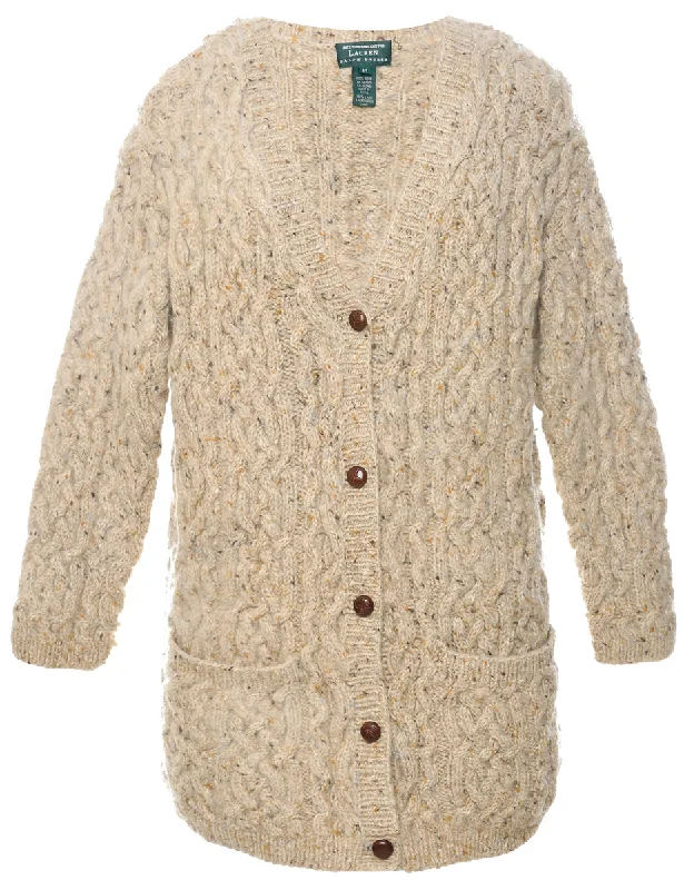 Comfortable Wear Wool Ralph Lauren Cable Knit Cardigan - M