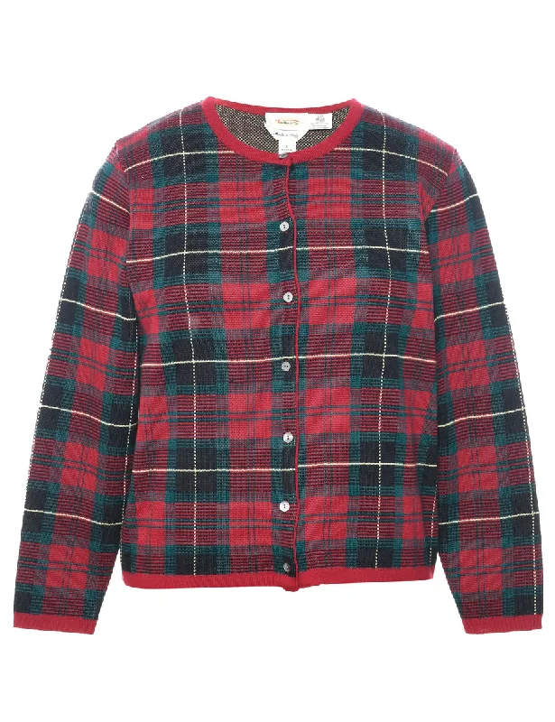 Goddess Style Woolmark Checked Cardigan - S
