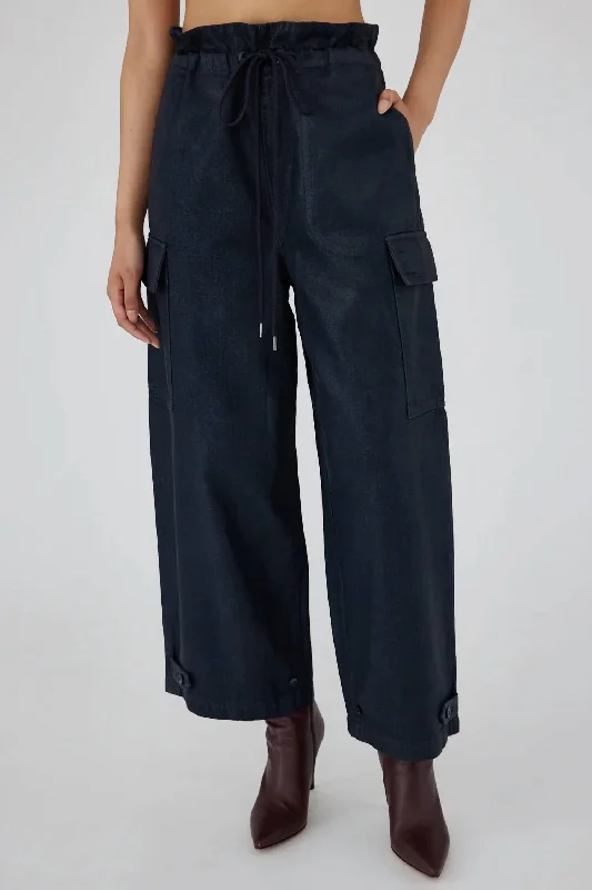 Multifunctional Style Adelaide Denim Cargo Pants In Dark Blue