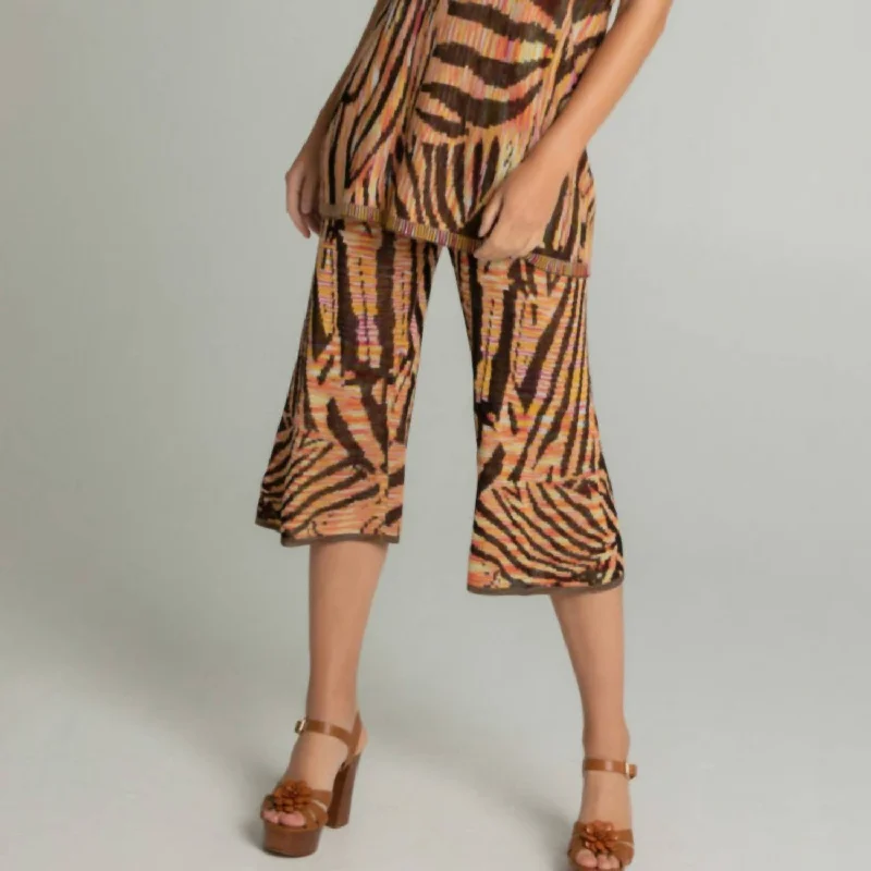 Casual Elegance Animal Print Wide Leg Crop In Tiger