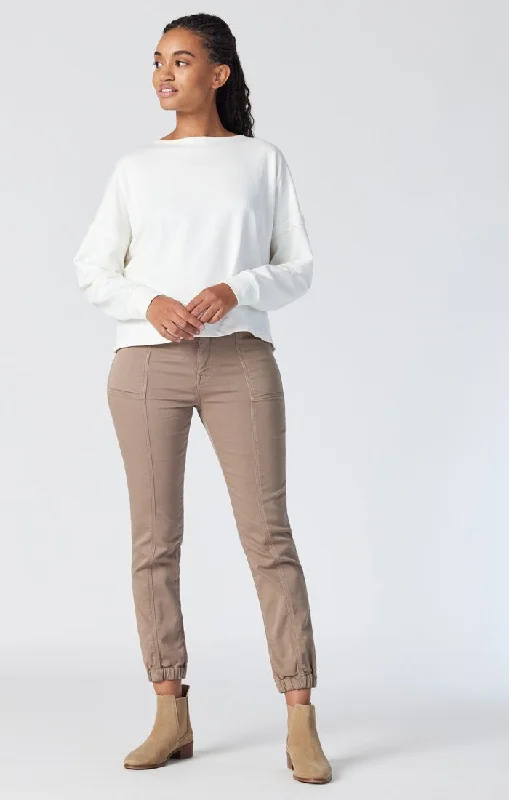 Cozy Chic ANNA SLIM JOGGER IN FUNGI CASUAL COMFORT