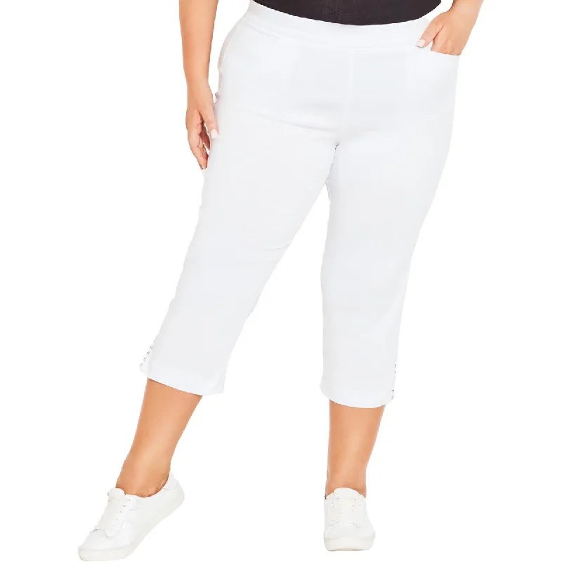 Classic Choice Avenue Womens Plus High Rise Studded Capri Pants