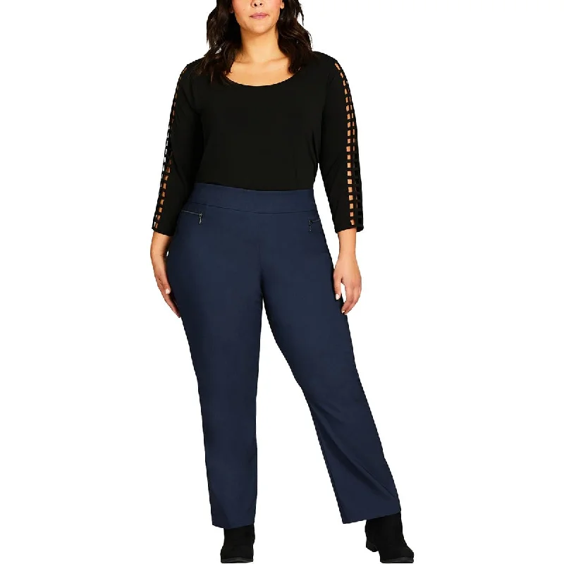 Free And Comfortable Avenue Womens Plus Mid-Rise Comfort Waist Straight Leg Pants
