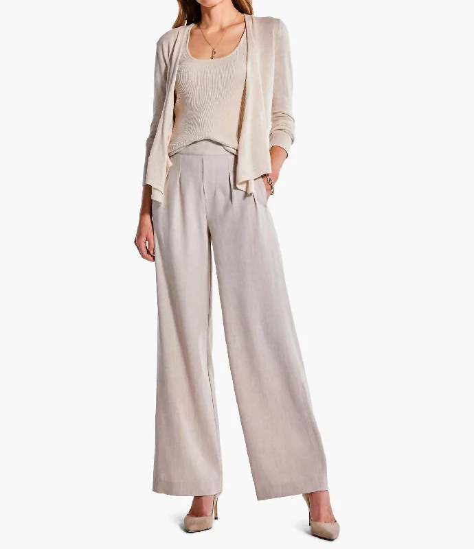 Comfy Dress Bi-Stretch Twill Wide Leg Pant In Biscotti Heather