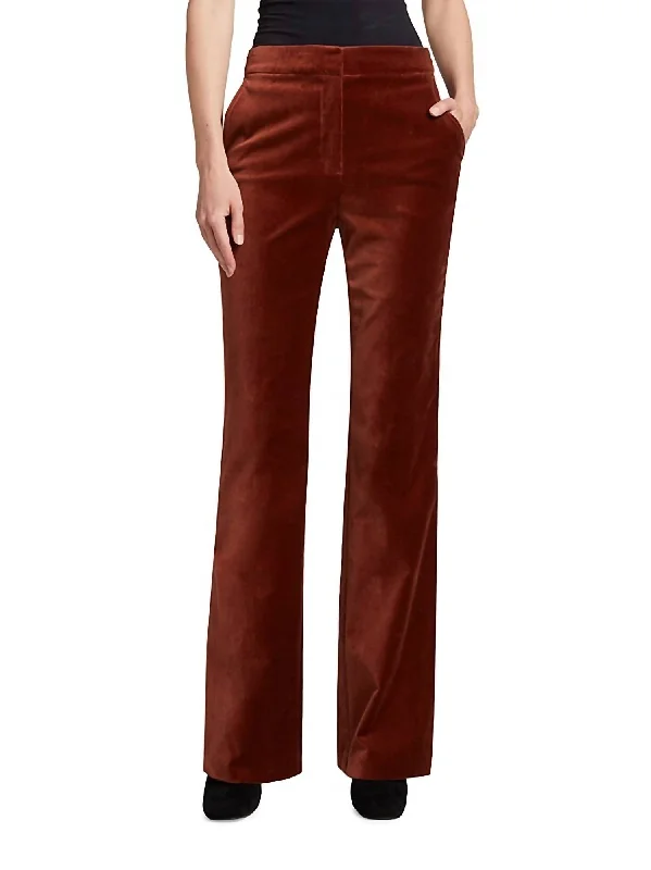 Comfortable Tops Blake Flare Trouser In Mahogany
