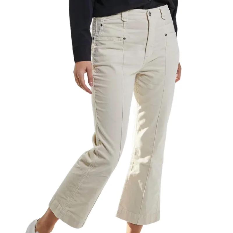 Versatile Itinerary Brielle Velveteen Pant In Bone