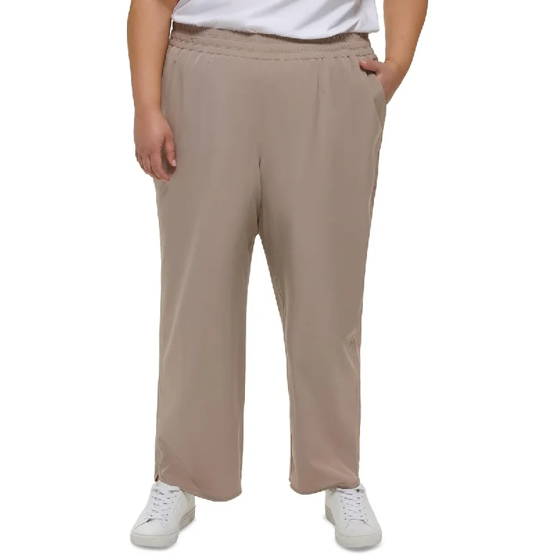 Bottom And Versatile Calvin Klein Performance Womens Plus Smocked High Rise Wide Leg Pants