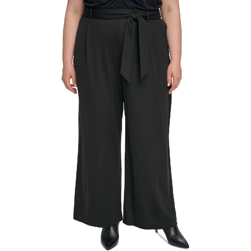 Lively And Youthful Calvin Klein Womens Plus High Rise Pull On Wide Leg Pants