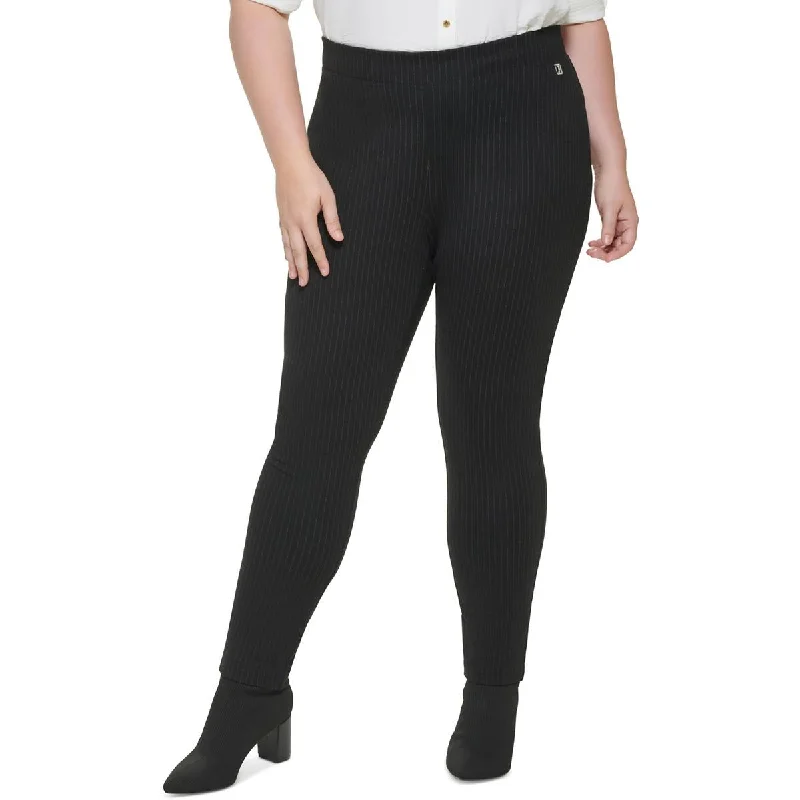 British Fashion Calvin Klein Womens Plus Pinstripe Pull-On Skinny Pants