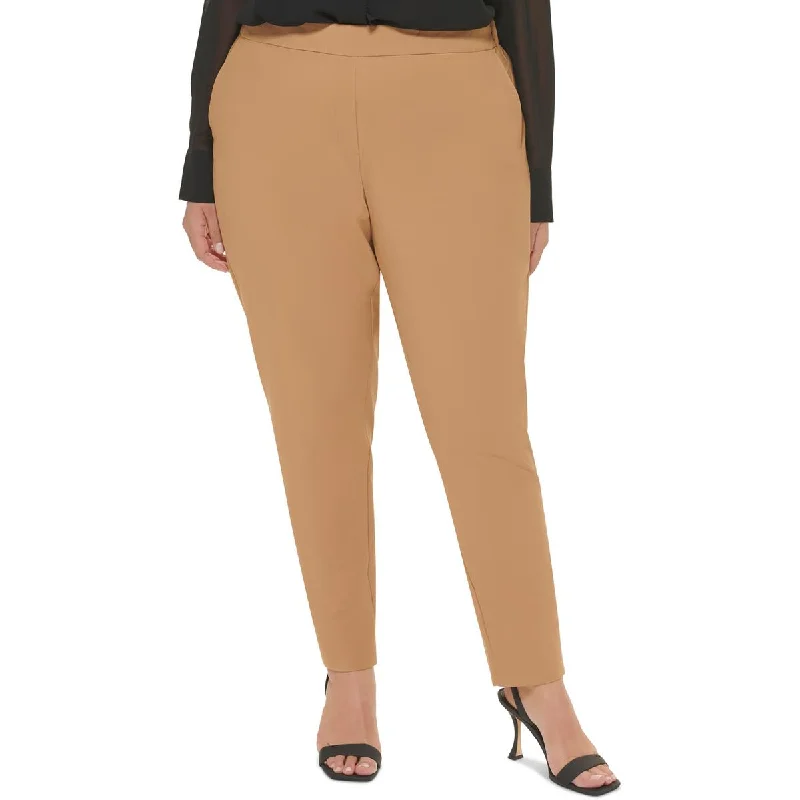 Soft Comfort Calvin Klein Womens Plus Straight-Leg Mid-Rise Ankle Pants