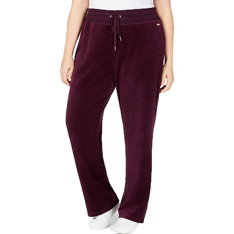 Breezy Outfits Calvin Klein Womens Plus Velour Drawstring Wide Leg Pants
