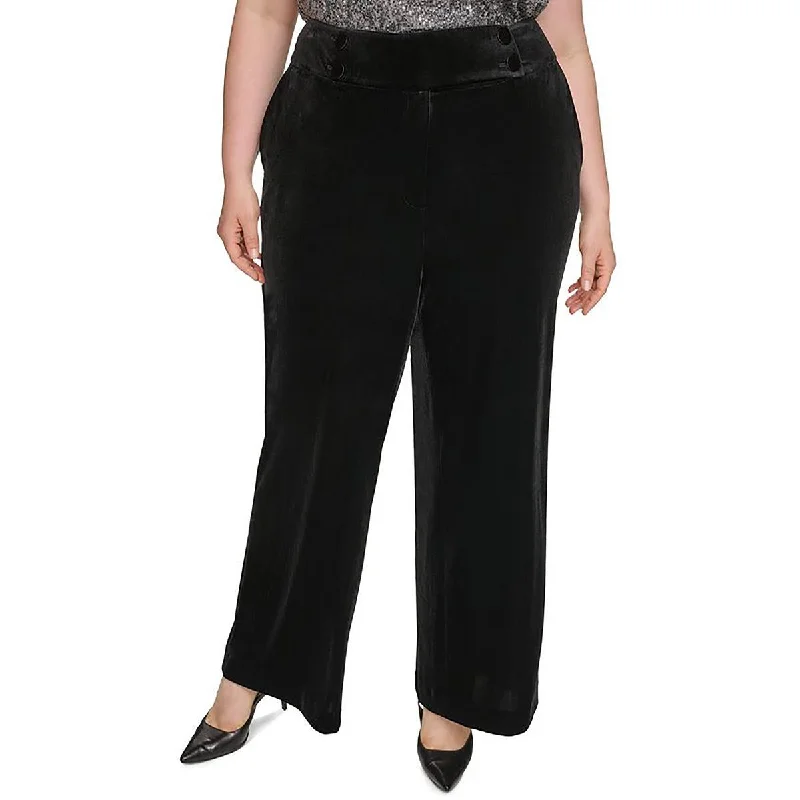 Sporty Wear Calvin Klein Womens Plus Whitney Velvet Mid Rise Wide Leg Pants