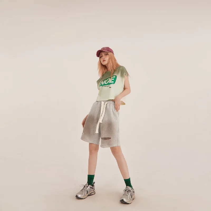 Elegant Style Gradient Damaged Jogger Shorts