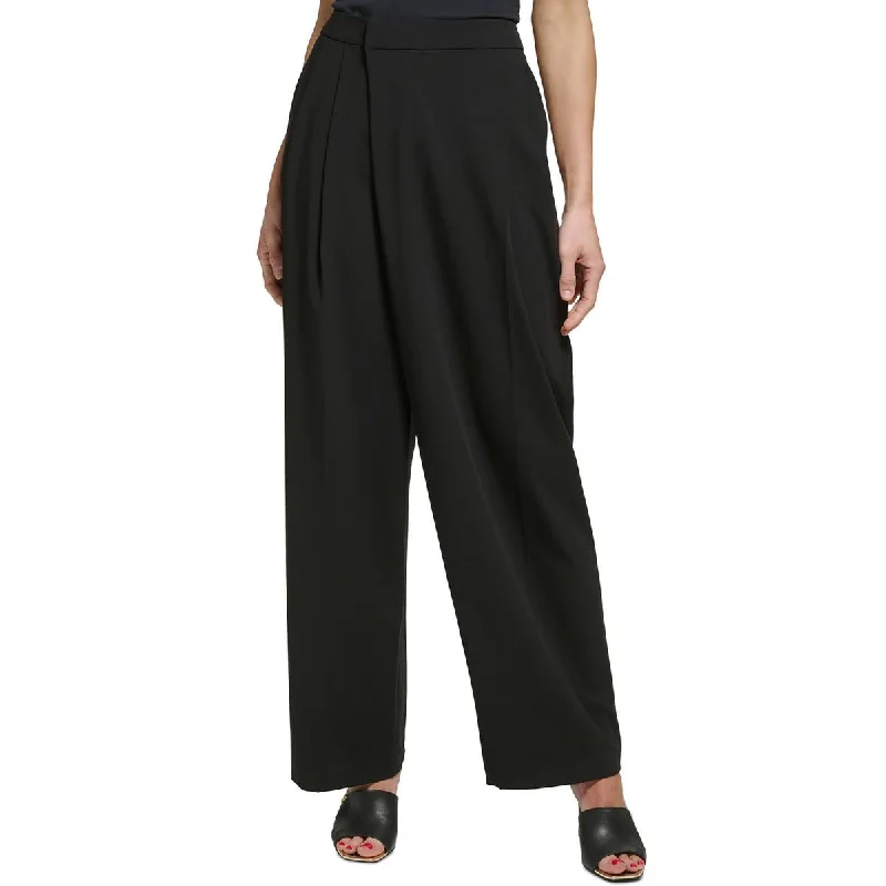 Fashion Wear DKNY Womens Petites High-Rise Draped Wide Leg Pants