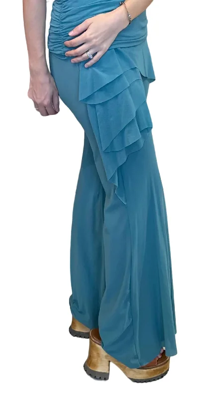 Bright Colors Dreams Flare Knit Pant In Teal