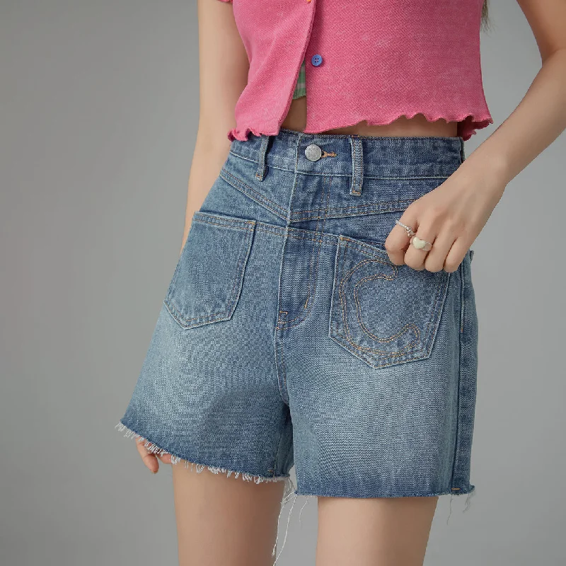 Body Design Front Pockets Denim Shorts