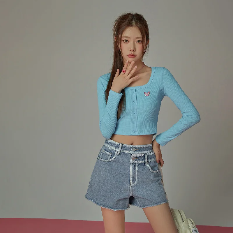Luxury Temperament Washed Half Denim Shorts